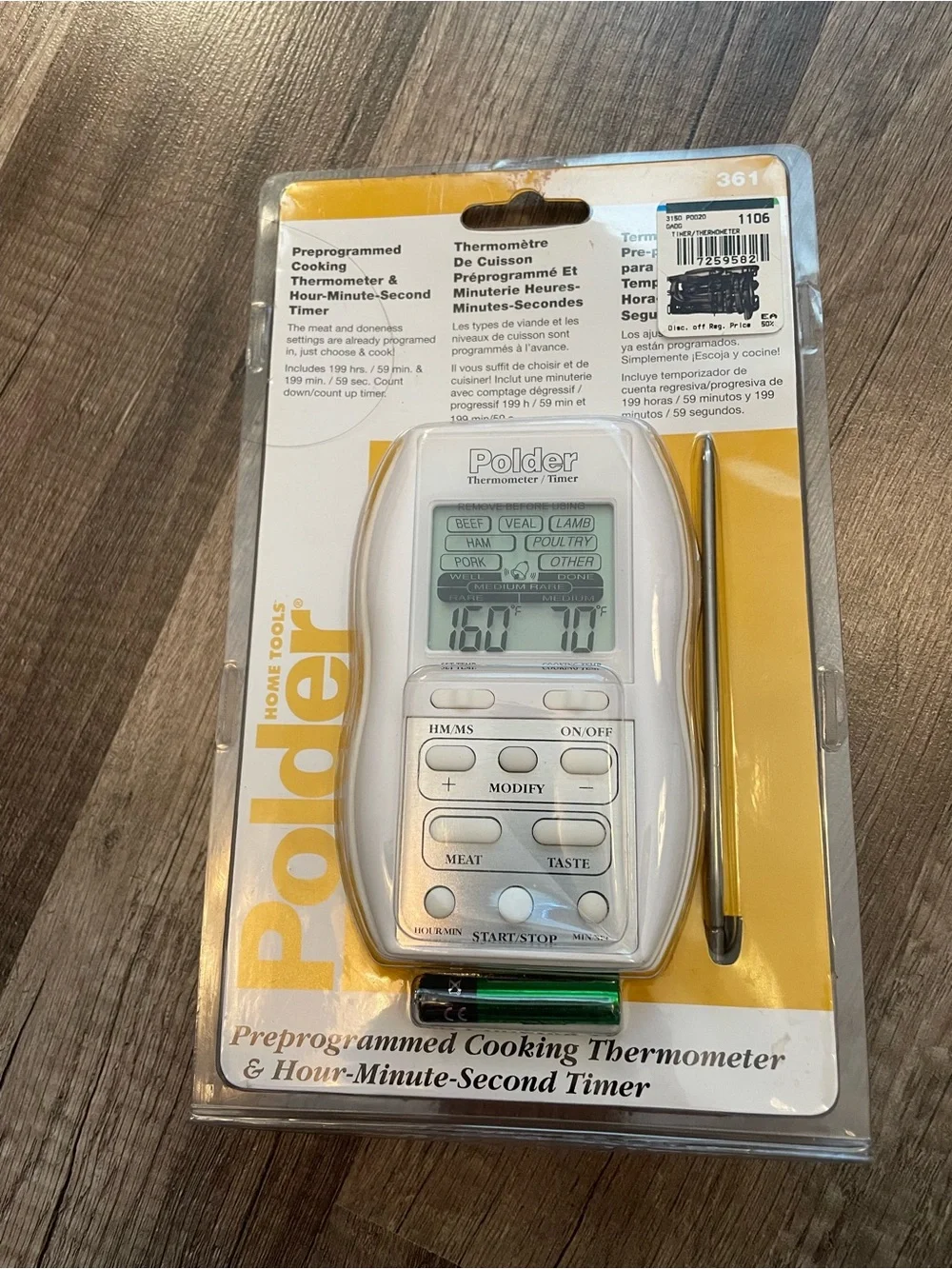 Polder Digital Cooking Thermometer & Timer NWT